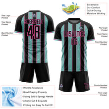 Загрузить изображение в средство просмотра галереи, Custom Black Ice Blue-Pink Pinstripe Line Sports Sublimation Soccer Uniform Jersey