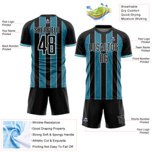 Laden Sie das Bild in den Galerie-Viewer, Custom Black Panther Blue-White Pinstripe Line Sports Sublimation Soccer Uniform Jersey