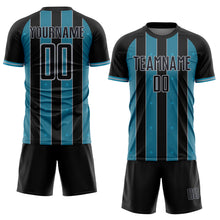Загрузить изображение в средство просмотра галереи, Custom Black Panther Blue-Gray Pinstripe Line Sports Sublimation Soccer Uniform Jersey