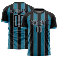 Загрузить изображение в средство просмотра галереи, Custom Black Panther Blue-Gray Pinstripe Line Sports Sublimation Soccer Uniform Jersey