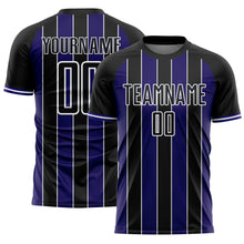 Загрузить изображение в средство просмотра галереи, Custom Black Dark Purple-White Pinstripe Line Sports Sublimation Soccer Uniform Jersey