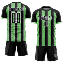 Загрузить изображение в средство просмотра галереи, Custom Black Pea Green-White Pinstripe Line Sports Sublimation Soccer Uniform Jersey