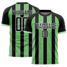 Загрузить изображение в средство просмотра галереи, Custom Black Pea Green-White Pinstripe Line Sports Sublimation Soccer Uniform Jersey