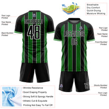 Laden Sie das Bild in den Galerie-Viewer, Custom Black Grass Green-White Pinstripe Line Sports Sublimation Soccer Uniform Jersey