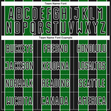 Laden Sie das Bild in den Galerie-Viewer, Custom Black Grass Green-White Pinstripe Line Sports Sublimation Soccer Uniform Jersey