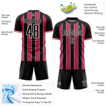 Загрузить изображение в средство просмотра галереи, Custom Black Neon Pink-White Pinstripe Line Sports Sublimation Soccer Uniform Jersey