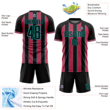 Загрузить изображение в средство просмотра галереи, Custom Black Neon Pink-Aqua Pinstripe Line Sports Sublimation Soccer Uniform Jersey