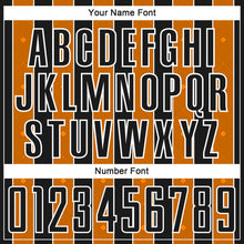 Laden Sie das Bild in den Galerie-Viewer, Custom Black Bay Orange-White Pinstripe Line Sports Sublimation Soccer Uniform Jersey