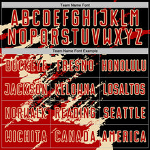 Load image into Gallery viewer, Custom Black Red-Cream Abstract Fragment Art Splash Sports Sublimation Soccer Uniform Jersey