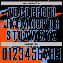 Загрузить изображение в средство просмотра галереи, Custom Black Orange-Powder Blue Abstract Fragment Art Splash Sports Sublimation Soccer Uniform Jersey