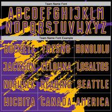 Загрузить изображение в средство просмотра галереи, Custom Black Purple-Gold Abstract Fragment Art Splash Sports Sublimation Soccer Uniform Jersey