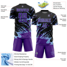 Загрузить изображение в средство просмотра галереи, Custom Black Purple-Light Blue Abstract Fragment Art Splash Sports Sublimation Soccer Uniform Jersey