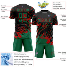 Charger l'image dans la galerie, Custom Black Kelly Green-Red Abstract Fragment Art Splash Sports Sublimation Soccer Uniform Jersey