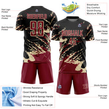 Charger l'image dans la galerie, Custom Black Crimson-Cream Abstract Fragment Art Splash Sports Sublimation Soccer Uniform Jersey