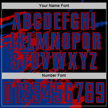 Load image into Gallery viewer, Custom Black Royal-Red Abstract Fragment Art Splash Sports Sublimation Soccer Uniform Jersey