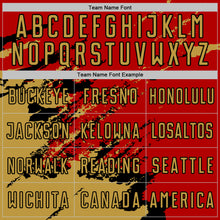 Charger l'image dans la galerie, Custom Red Old Gold-Black Abstract Fragment Art Splash Sports Sublimation Soccer Uniform Jersey