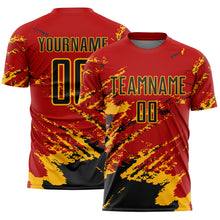 Charger l'image dans la galerie, Custom Red Black-Gold Abstract Fragment Art Splash Sports Sublimation Soccer Uniform Jersey