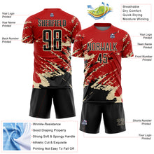 Charger l'image dans la galerie, Custom Red Black-Cream Abstract Fragment Art Splash Sports Sublimation Soccer Uniform Jersey