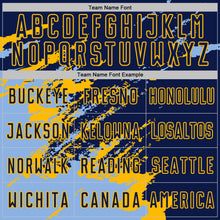 Загрузить изображение в средство просмотра галереи, Custom Navy Light Blue-Gold Abstract Fragment Art Splash Sports Sublimation Soccer Uniform Jersey