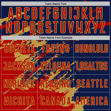 Загрузить изображение в средство просмотра галереи, Custom Navy Red-Old Gold Abstract Fragment Art Splash Sports Sublimation Soccer Uniform Jersey