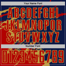 Загрузить изображение в средство просмотра галереи, Custom Navy Red-Old Gold Abstract Fragment Art Splash Sports Sublimation Soccer Uniform Jersey