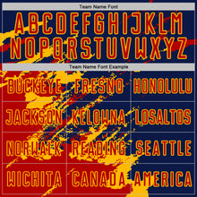 Загрузить изображение в средство просмотра галереи, Custom Navy Red-Gold Abstract Fragment Art Splash Sports Sublimation Soccer Uniform Jersey