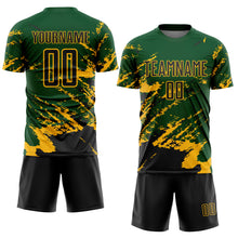Загрузить изображение в средство просмотра галереи, Custom Green Black-Gold Abstract Fragment Art Splash Sports Sublimation Soccer Uniform Jersey