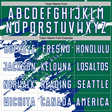 Загрузить изображение в средство просмотра галереи, Custom Kelly Green White-Royal Abstract Fragment Art Splash Sports Sublimation Soccer Uniform Jersey