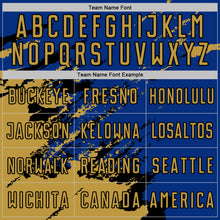 Загрузить изображение в средство просмотра галереи, Custom Royal Old Gold-Black Abstract Fragment Art Splash Sports Sublimation Soccer Uniform Jersey