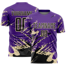 Загрузить изображение в средство просмотра галереи, Custom Purple Black-Cream Abstract Fragment Art Splash Sports Sublimation Soccer Uniform Jersey