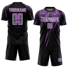 Charger l'image dans la galerie, Custom Black Medium Purple-White Splash Sports Sublimation Soccer Uniform Jersey
