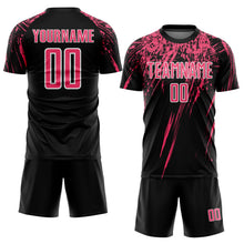Load image into Gallery viewer, Custom Black Neon Pink-White Splash Sports Sublimation Soccer Uniform Jersey