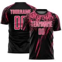 Load image into Gallery viewer, Custom Black Neon Pink-White Splash Sports Sublimation Soccer Uniform Jersey