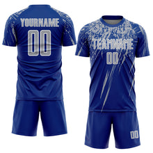 Charger l'image dans la galerie, Custom Royal Gray-White Splash Sports Sublimation Soccer Uniform Jersey