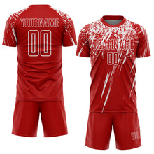 Load image into Gallery viewer, Custom Red White Splash Sports Sublimation Soccer Uniform Jersey