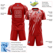 Load image into Gallery viewer, Custom Red White Splash Sports Sublimation Soccer Uniform Jersey