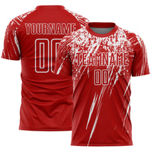 Load image into Gallery viewer, Custom Red White Splash Sports Sublimation Soccer Uniform Jersey