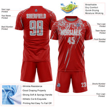 Load image into Gallery viewer, Custom Red Gray-White Splash Sports Sublimation Soccer Uniform Jersey