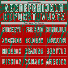 Laden Sie das Bild in den Galerie-Viewer, Custom Red Kelly Green-White Splash Sports Sublimation Soccer Uniform Jersey