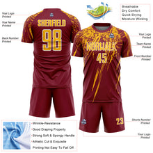 Charger l'image dans la galerie, Custom Crimson Gold-White Splash Sports Sublimation Soccer Uniform Jersey