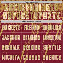 Load image into Gallery viewer, Custom Crimson Old Gold-White Splash Sports Sublimation Soccer Uniform Jersey