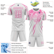 Laden Sie das Bild in den Galerie-Viewer, Custom White Pink Splash Sports Sublimation Soccer Uniform Jersey