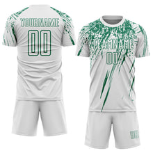Charger l'image dans la galerie, Custom White Kelly Green Splash Sports Sublimation Soccer Uniform Jersey