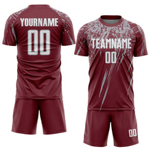Загрузить изображение в средство просмотра галереи, Custom Burgundy White-Gray Splash Sports Sublimation Soccer Uniform Jersey