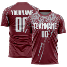 Загрузить изображение в средство просмотра галереи, Custom Burgundy White-Gray Splash Sports Sublimation Soccer Uniform Jersey