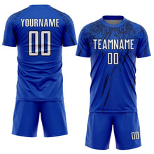 Laden Sie das Bild in den Galerie-Viewer, Custom Thunder Blue White-Navy Splash Sports Sublimation Soccer Uniform Jersey