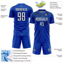 Laden Sie das Bild in den Galerie-Viewer, Custom Thunder Blue White-Navy Splash Sports Sublimation Soccer Uniform Jersey