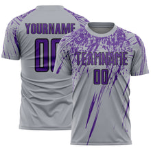 Charger l'image dans la galerie, Custom Gray Purple-Black Splash Sports Sublimation Soccer Uniform Jersey