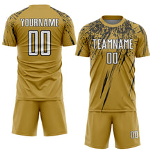 Charger l'image dans la galerie, Custom Old Gold White-Black Splash Sports Sublimation Soccer Uniform Jersey
