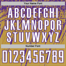 Load image into Gallery viewer, Custom Old Gold White-Purple Splash Sports Sublimation Soccer Uniform Jersey